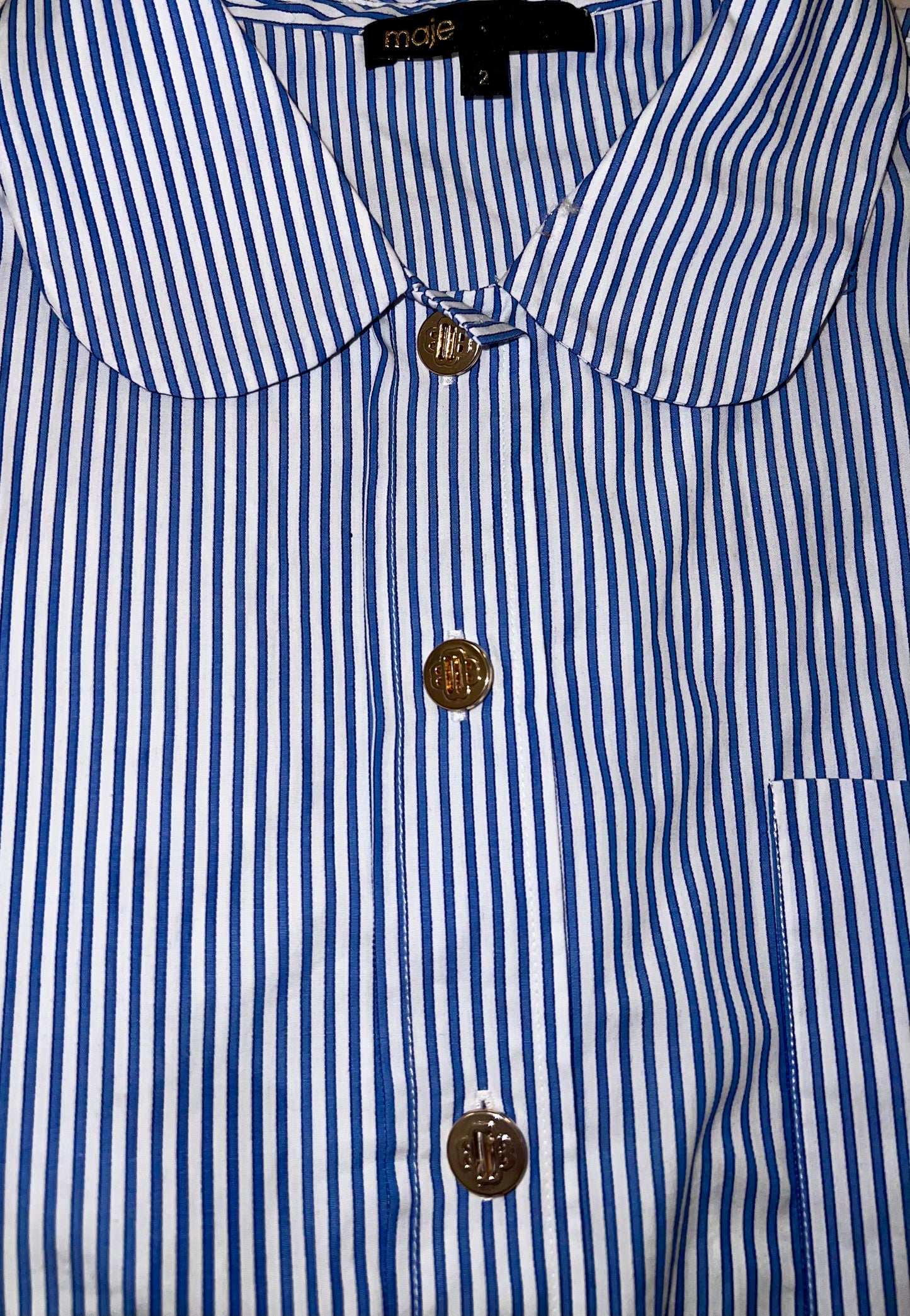 Maje Striped Button-Up Shirt